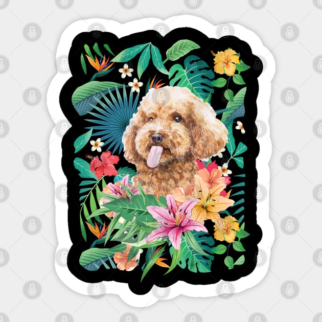 Tropical Apricot Toy Poodle 2 Sticker by LulululuPainting